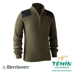 DEERHUNTER Rogaland Yarım Fermuarlı Yeşil Kazak S