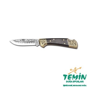 Bora 201 Orta Boy Yuvarlak Uçlu Abanoz Saplı Gravürlü Çakı