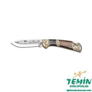 Bora 201 Orta Boy Yuvarlak Uçlu Wenge-Gül Saplı Gravürlü Çakı